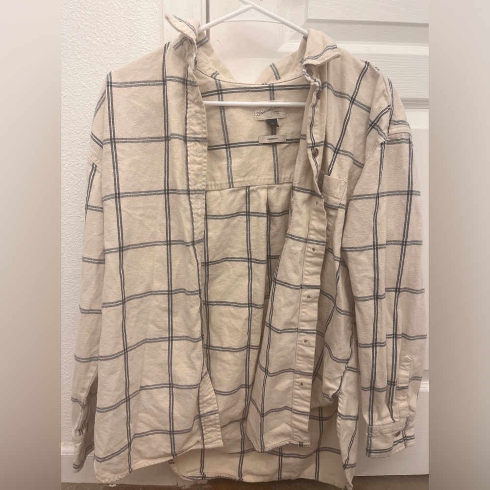 Cream and Blue oversized flannel